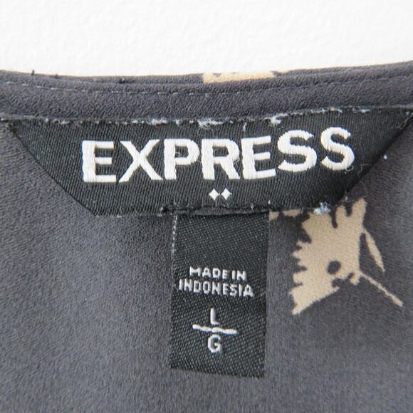 Express Purple Floral And Pokla Dot Shirt Boho Blouse Large - Picture 5 of 7